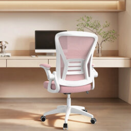 Onemill Ergonomic Swivel Mid Back Office Chair With Adjustable Height And Flip-Up Armrest - Pink - thumbnail 8