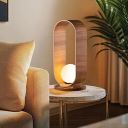 Luminosa Lighting Elstead Sfera Globe Table Lamp Teak - thumbnail 2