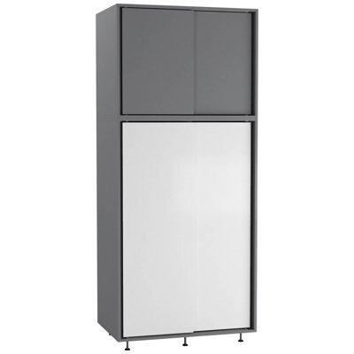 Urbn-Living Urbnliving 180Cm Height Grey Carcass With 4 Sliding White Doors Wardrobe Bedroom Storage Closet Hanging Rail Cupboard Unit - image 1