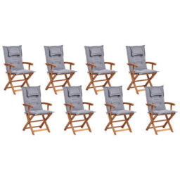 Beliani Garden Dining Set 8 Seater Maui Ii Grey Acacia Wood With Cushions - thumbnail 5