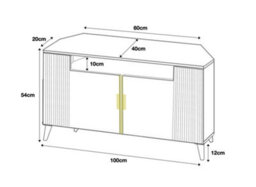 Furneo White Corner Tv Stand 100Cm Unit Cabinet Matt & High Gloss Azzurro 06 Brushed Gold Handles Blue Led Lights - thumbnail 3