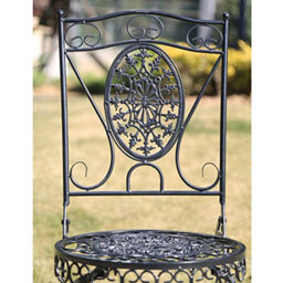 Glamhaus Garden Bistro Set 3 Piece Outdoor Metal Foldable Patio Balcony Furniture - Catalina Black - thumbnail 3