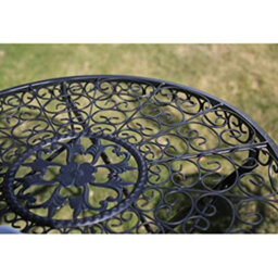 Glamhaus Garden Bistro Set 3 Piece Outdoor Metal Foldable Patio Balcony Furniture - Catalina Black - thumbnail 7