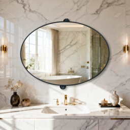 Artloge 500X700mm Oval Pivot Mirror Tilting Bathroom Mirror Framed Wall Mounted Mirror Shatter-Proof - thumbnail 8
