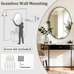 Artloge 500X700mm Oval Pivot Mirror Tilting Bathroom Mirror Framed Wall Mounted Mirror Shatter-Proof - thumbnail 5
