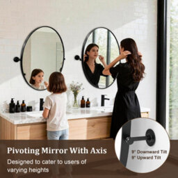 Artloge 500X700mm Oval Pivot Mirror Tilting Bathroom Mirror Framed Wall Mounted Mirror Shatter-Proof - thumbnail 4
