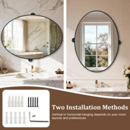 Artloge 500X700mm Oval Pivot Mirror Tilting Bathroom Mirror Framed Wall Mounted Mirror Shatter-Proof - thumbnail 6