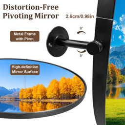Artloge 500X700mm Oval Pivot Mirror Tilting Bathroom Mirror Framed Wall Mounted Mirror Shatter-Proof - thumbnail 3