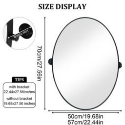 Artloge 500X700mm Oval Pivot Mirror Tilting Bathroom Mirror Framed Wall Mounted Mirror Shatter-Proof - thumbnail 2