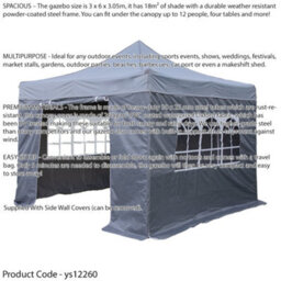 Loops Durable 3X6M Pop-Up Gazebo With Waterproof Side Walls For Outdoor Events - thumbnail 2