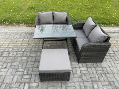 Fimous Outdoor Garden Furniture Sets 4 Pieces Wicker Rattan Furniture Sofa Set With Rectangular Dining Table - image 1