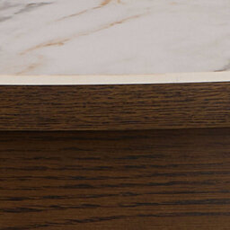 Wyld Haus Cork Round Extendable Cream Ceramic Dining Table With Oak Veneer Base - thumbnail 7