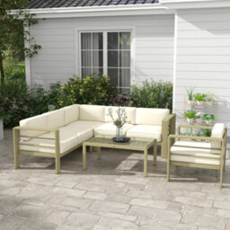 Outsunny 5 Pcs Garden Sofa Set W/ Cushions, Aluminium Furniture Sets, Gold - thumbnail 1