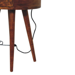 Wyld Haus Bonnieux Chestnut Mango Wood Round Bedside Table With Drawer - thumbnail 9