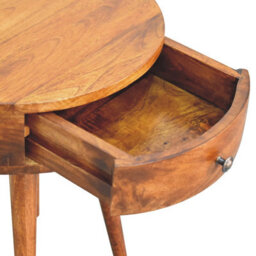 Wyld Haus Bonnieux Chestnut Mango Wood Round Bedside Table With Drawer - thumbnail 8