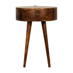 Wyld Haus Bonnieux Chestnut Mango Wood Round Bedside Table With Drawer - thumbnail 2