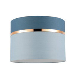 Happy Homewares Sky And Cobalt Blue Cotton Fabric Lamp Shade With Shiny Copper Ring