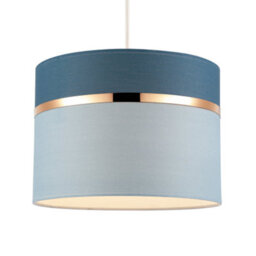Happy Homewares Sky And Cobalt Blue Cotton Fabric Lamp Shade With Shiny Copper Ring - thumbnail 2