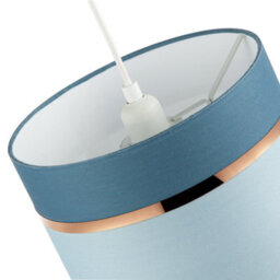 Happy Homewares Sky And Cobalt Blue Cotton Fabric Lamp Shade With Shiny Copper Ring - thumbnail 5