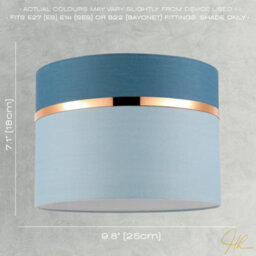Happy Homewares Sky And Cobalt Blue Cotton Fabric Lamp Shade With Shiny Copper Ring - thumbnail 7
