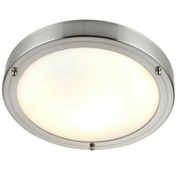 Ip44 Outdoor Dimmable Bulkhead Light Satin Nickel Bathroom Flush Ceiling Lamp