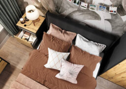 Arte Spot Bedside Table With Decorative Led Lighting  (W)450mm (H)510mm (D)380mm - Oak Artisan And Black Matt - thumbnail 2