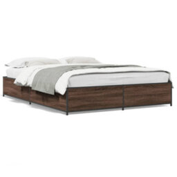 Berkfield Bed Frame Without Mattress Brown Oak 140X200 Cm - thumbnail 2