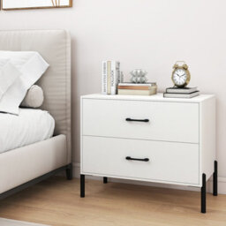 Gainoom 2 Drawers Dresser White Bedside Table Nightstand With 2 Removable Drawers - thumbnail 3