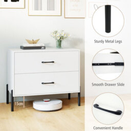 Gainoom 2 Drawers Dresser White Bedside Table Nightstand With 2 Removable Drawers - thumbnail 4