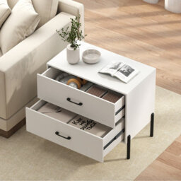 Gainoom 2 Drawers Dresser White Bedside Table Nightstand With 2 Removable Drawers - thumbnail 6