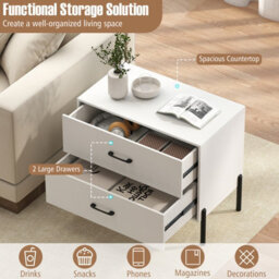 Gainoom 2 Drawers Dresser White Bedside Table Nightstand With 2 Removable Drawers - thumbnail 8