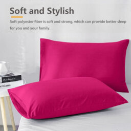 Ameha Pillowcase Pair Pink Microfiber Pillowcase-Soft Envelope Closure Pillowcase, Machine Washable Bedding Pillow Cover 50X75Cm - thumbnail 1