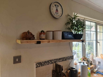 Garden Troughs and Planters Rustic Wood Shelf, Reclaimed Scaffold Board 50Cm Long With Brackets And Fixings - Clear/natural - image 1