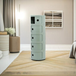 Pirlo Plush 5 Tier Nordic Green Round Storage Cabinet For Bedroom Living Room - thumbnail 4