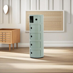 Pirlo Plush 5 Tier Nordic Green Round Storage Cabinet For Bedroom Living Room - thumbnail 5