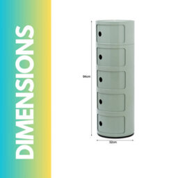 Pirlo Plush 5 Tier Nordic Green Round Storage Cabinet For Bedroom Living Room - thumbnail 6
