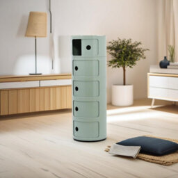 Pirlo Plush 5 Tier Nordic Green Round Storage Cabinet For Bedroom Living Room - thumbnail 2