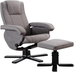Evre Armchair With Foot Stool Fabric Silver With Recline Swivel Padding - thumbnail 2