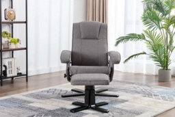Evre Armchair With Foot Stool Fabric Silver With Recline Swivel Padding - thumbnail 6
