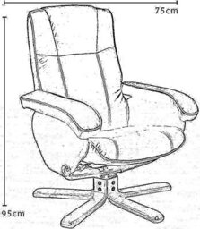 Evre Armchair With Foot Stool Fabric Silver With Recline Swivel Padding - thumbnail 9