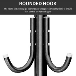 Heavy Duty 9-Hook Freestanding Coat Rack & Clothes Organiser - White Steel - thumbnail 7