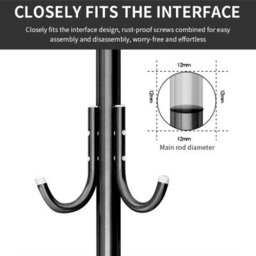 Heavy Duty 9-Hook Freestanding Coat Rack & Clothes Organiser - White Steel - thumbnail 4