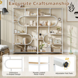 Gainoom 8-Tier Natural Bookshelf Industrial Etagere Bookcase W/storage Shelves - thumbnail 6