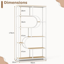 Gainoom 8-Tier Natural Bookshelf Industrial Etagere Bookcase W/storage Shelves - thumbnail 2