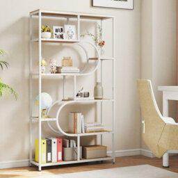 Gainoom 8-Tier Natural Bookshelf Industrial Etagere Bookcase W/storage Shelves - thumbnail 4