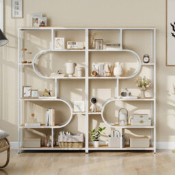 Gainoom 8-Tier Natural Bookshelf Industrial Etagere Bookcase W/storage Shelves - thumbnail 5