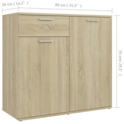 Berkfield Sideboard Sonoma Oak 80X36X75 Cm Engineered Wood - thumbnail 9
