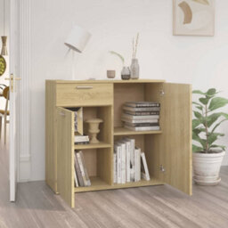 Berkfield Sideboard Sonoma Oak 80X36X75 Cm Engineered Wood - thumbnail 3