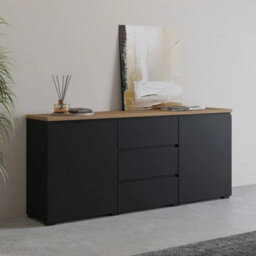 Arte Modo 150Cm Sideboard Cabinet - Black & Oak Mauvella, Compact Storage With Sleek Lines - thumbnail 6