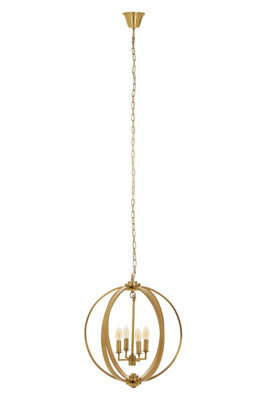 Orsina Antique Brass Pendant Light, Overlapping Ring Chandelier With 4 Lights, Metal Ceiling Light Fixture - image 1